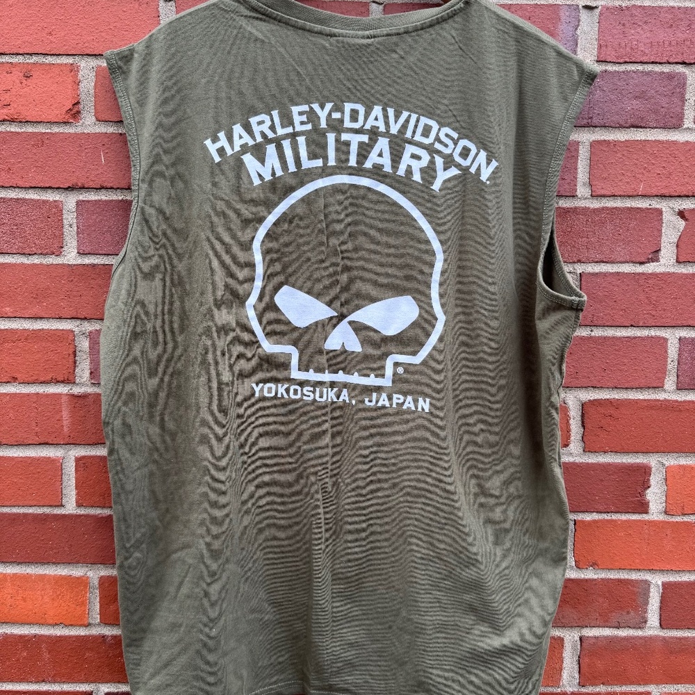 Harley Davidson Military Yokosuka Japan Drab Green Sleeveless Shirt 2019 NWT 2XL